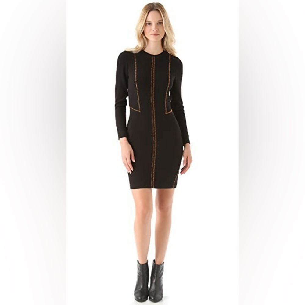 Rag & Bone Raj Copper Stitch Long Sleeve Dress